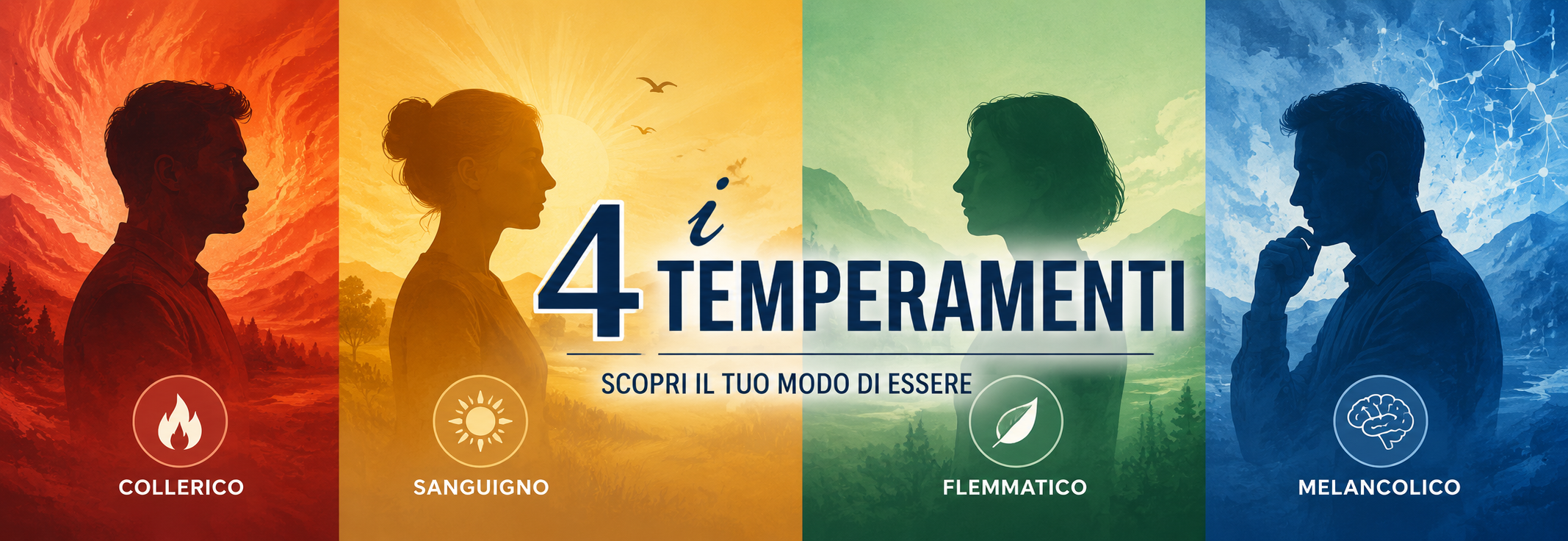 Quattro medaglioni: una freccia, un sole, dei cerchi concentrici e una falce di luna